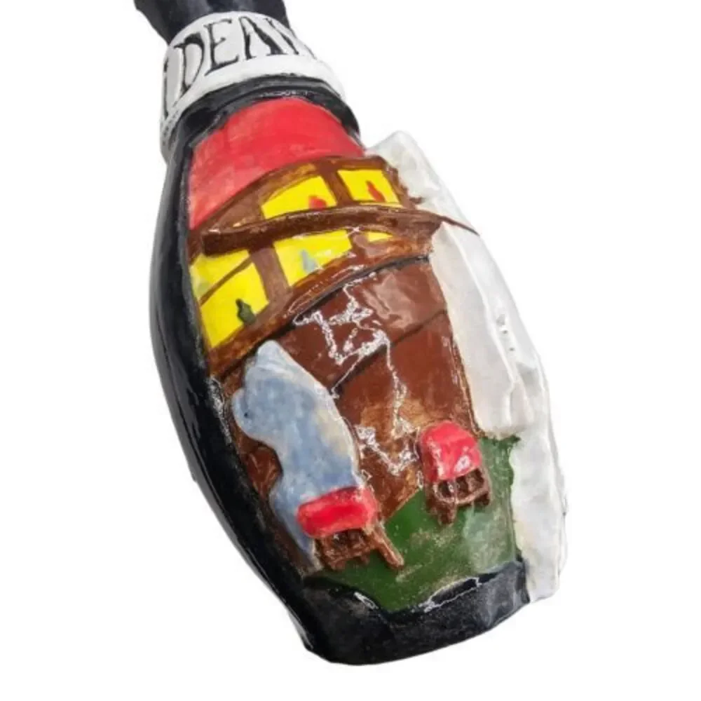 Red & Black Tarot Skeleton Spooky‎ Witch Warlock Handmade Heavy Pottery Vase